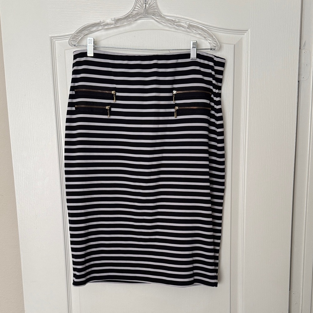 Grace Elements Black and White Striped Pencil Skirt